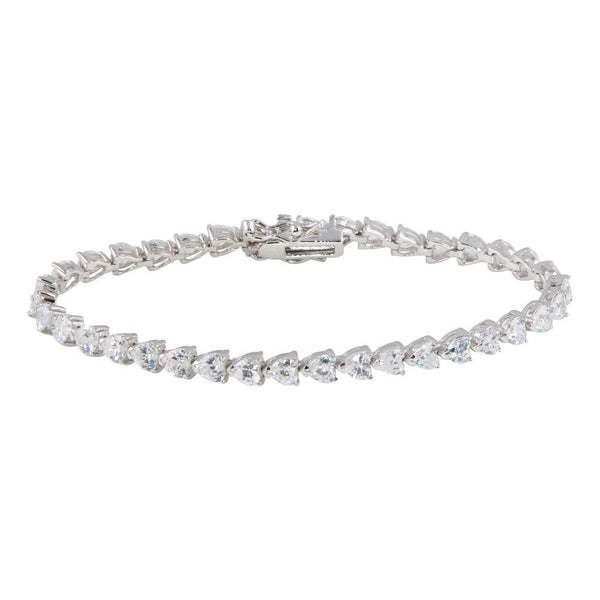 Silver 925 Rhodium Plated Clear Round CZ Tennis Bracelet - STB00016 | Silver Palace Inc.