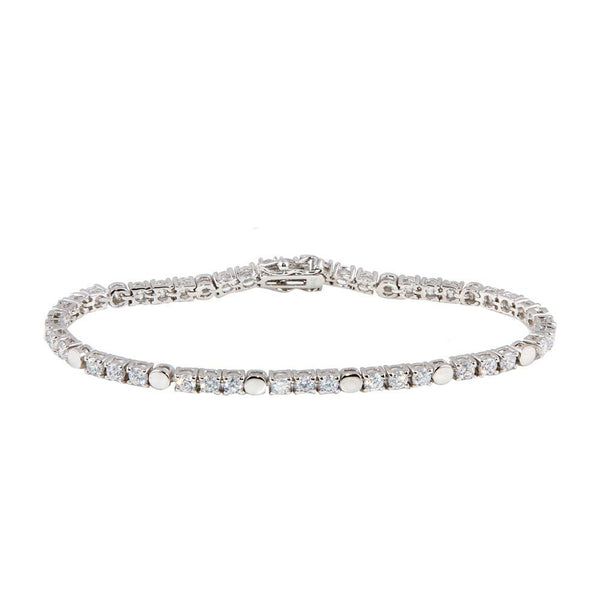 Silver 925 Rhodium Plated Clear CZ Tennis Bracelet - STB00017 | Silver Palace Inc.
