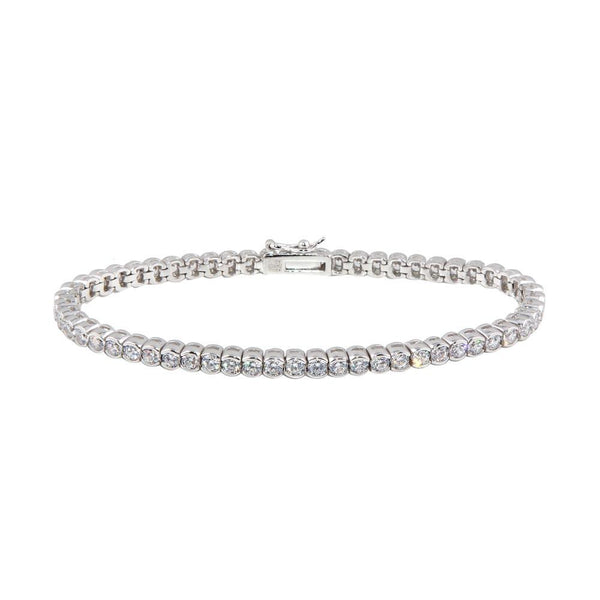 Silver 925 Rhodium Plated Clear CZ Bubble Tennis Bracelet - STB00092 | Silver Palace Inc.