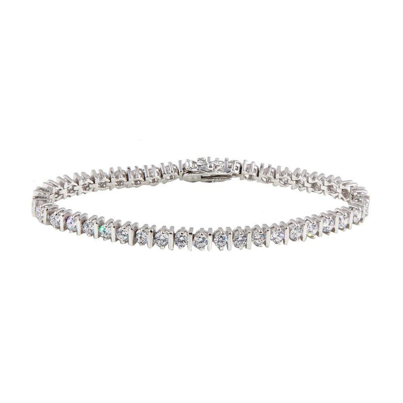Silver 925 Rhodium Plated Clear CZ Tennis Bracelet - STB00104 | Silver Palace Inc.