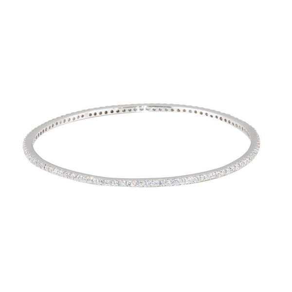 Silver 925 Rhodium Plated Clear CZ Bangle Bracelet - STB00110 | Silver Palace Inc.