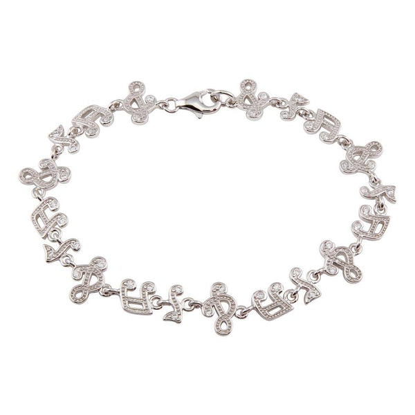 studio accord ブレスレット　silver925 50g Rhodium Plated 925 Sterling Silver 10mm Music Note Tennis CZ