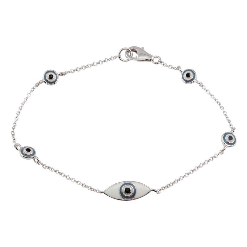 Silver 925 Rhodium Plated Evil Eye Bracelet - STB00494 | Silver Palace Inc.