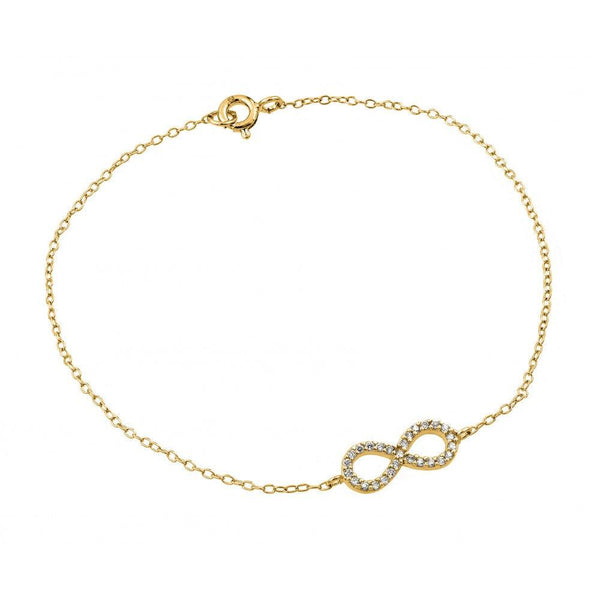 Silver 925 Gold Plated Infinity Clear CZ Bracelet - STB00495GP | Silver Palace Inc.