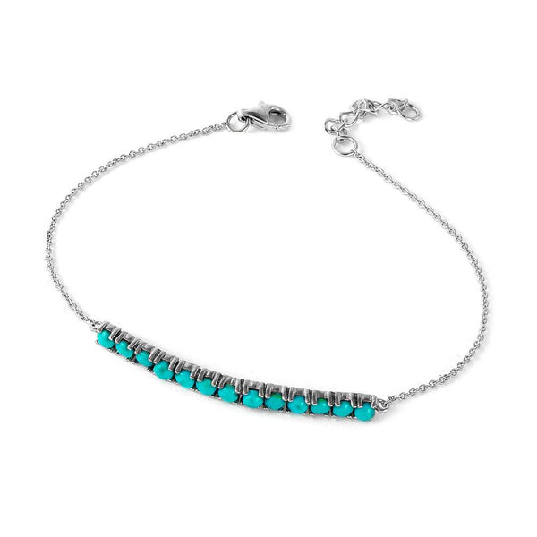 Silver 925 Rhodium Plated Turquoise Bracelet - STB00515 | Silver Palace Inc.