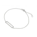 Silver 925 Rhodium Plated Open Rectangle CZ Bracelet - STB00518 | Silver Palace Inc.
