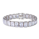 Silver 925 Rhodium Plated 12mm Rectangle Cushion CZ Tennis Bracelet - STB00545RH | Silver Palace Inc.