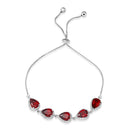 Sterling Silver Rhodium Plated 5 Micro Pave Red Pear and Clear Round CZ Lariat Bracelet - STB00549RED | Silver Palace Inc.