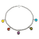 Silver 925 Rhodium Plated Multi-Colored Round CZ Stone Bracelet - STB00552 | Silver Palace Inc.