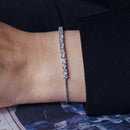 Rhodium Plated 925 Sterling Silver CZ Stone Lariat Bracelet - STB00554