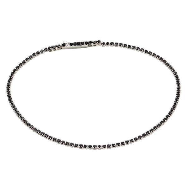 Silver 925 Rhodium Plated Tennis Bracelet with Black CZ - STB00558BLK | Silver Palace Inc.