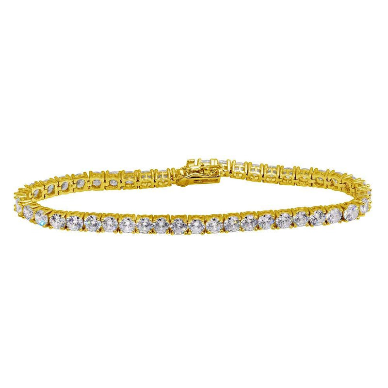 Silver 925 Gold Plated CZ Tennis Bracelet - STB00565GP | Silver Palace Inc.