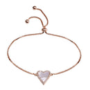 Silver 925 Rose Gold Plated Lariat MOP CZ Heart Bracelet - STB00584RGP | Silver Palace Inc.