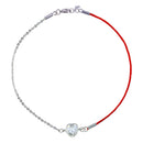 Rhodium Plated 925 Sterling Silver Single Heart CZ Red Cord Bracelet - STB00593 | Silver Palace Inc.