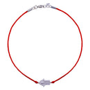 Rhodium Plated 925 Sterling Silver Hamsa Hand CZ Red Cord Bracelet - STB00595 | Silver Palace Inc.