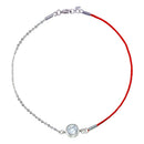 Rhodium Plated 925 Sterling Silver Round CZ Red Cord Bracelet - STB00596 | Silver Palace Inc.