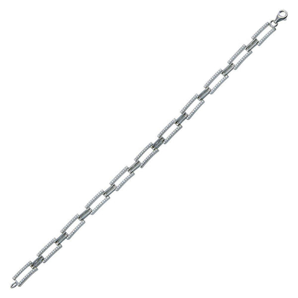 Silver 925 Rhodium Plated 5.7mm CZ Rectangle Link Tennis Bracelet - STB00603 | Silver Palace Inc.