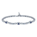Rhodium Plated 925 Sterling Silver 5mm Evil Eye Link CZ Tennis Bracelet - STB00609 | Silver Palace Inc.