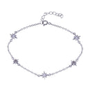 Rhodium Plated 925 Sterling Silver Northstar Clear CZ Adjustable Bracelet - STB00616 | Silver Palace Inc.