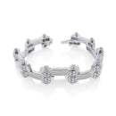 Silver 925 Rhodium Plated DC CZ Alternating Hinge Men's Bracelet - STBM09 | Silver Palace Inc.