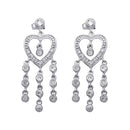 Closeout-Silver 925 Rhodium Plated Heart CZ Three Strand Dangling Earrings - STE00169 | Silver Palace Inc.