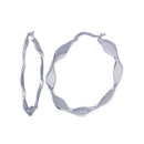 Closeout-Silver 925 Rhodium Plated Wavy Circle Hoop Earrings - STE00225 | Silver Palace Inc.