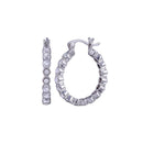 Silver 925 Rhodium Plated Round CZ huggie hoop Earrings - STE00287 | Silver Palace Inc.