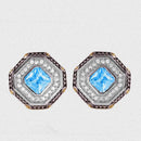 Silver 925 Rhodium Plated Blue Cluster Earrings - STE00406TOPAZ | Silver Palace Inc.