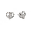 Closeout-Silver 925 Rhodium Plated Peace Heart CZ Stud Earrings - STE00506 | Silver Palace Inc.