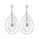 Closeout-Silver 925 Rhodium Plated Teardrop CZ Wire Dangling Chandelier Earrings - STE00573 | Silver Palace Inc.