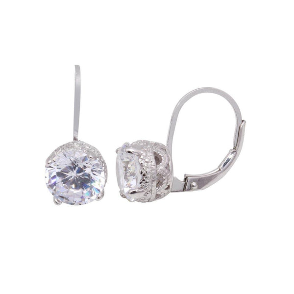 Silver 925 Rhodium Plated Round CZ Hoop Earrings - STE00578 | Silver Palace Inc.