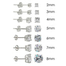 Rhodium Plated 925 Sterling Silver Round Basket Clear CZ Stud Earrings - STE00590CLR | Silver Palace Inc.