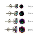 Rhodium Plated 925 Sterling Silver Round Basket ABD CZ Stud Earrings - STE00595ABD | Silver Palace Inc.