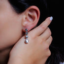 Pendientes colgantes con circonita cúbica en forma de lágrima redonda chapada en rodio de plata 925 - STE00640