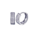 Silver 925 Rhodium Plated Clear CZ huggie hoop Earrings - STE00898 | Silver Palace Inc.