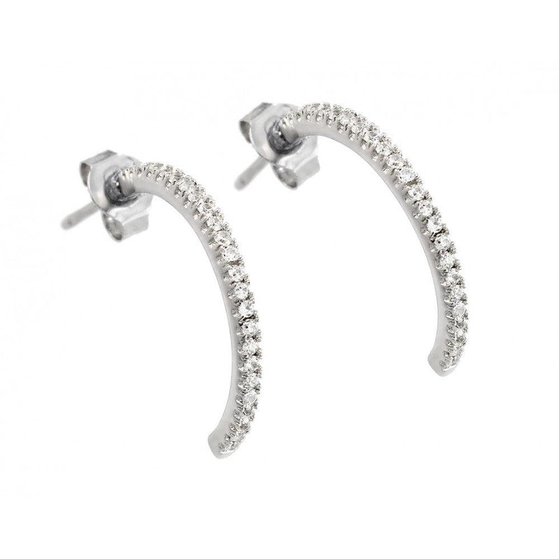 Silver 925 Rhodium Plated Crescent CZ Stud Earrings - STE00901 | Silver Palace Inc.