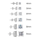 Rhodium Plated 925 Sterling Silver Square Basket Clear CZ Stud Earrings - STE00950CLR | Silver Palace Inc.