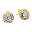 Silver 925 Gold and Rhodium Plated Round Clear CZ Stud Earrings - STE00965GP | Silver Palace Inc.
