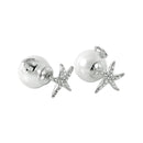 Silver 925 Rhodium Plated Starfish Pearl Stud Earrings - STE00981 | Silver Palace Inc.