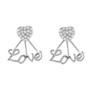 Silver 925 Rhodium Plated Love Heart CZ Rake Earrings - STE00986 | Silver Palace Inc.