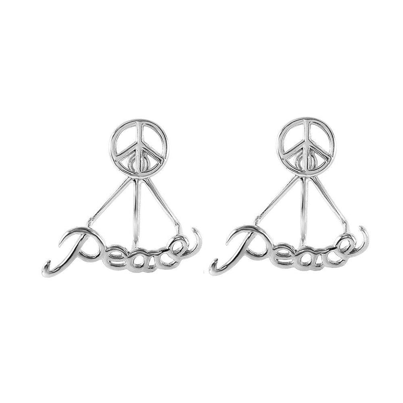 Silver 925 Rhodium Plated Peace Rake Earrings - STE00987 | Silver Palace Inc.