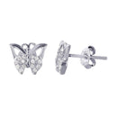 Silver 925 Rhodium Plated Butterfly CZ Earrings - STE01016 | Silver Palace Inc.