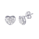 Silver 925 Rhodium Plated Heart CZ Earrings - STE01019 | Silver Palace Inc.
