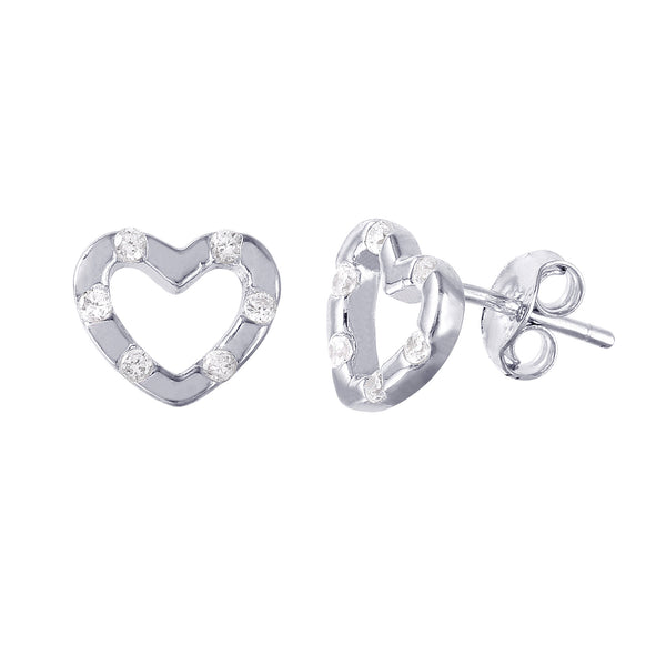 Silver 925 Heart Open Heart CZ Earrings - STE01020 | Silver Palace Inc.