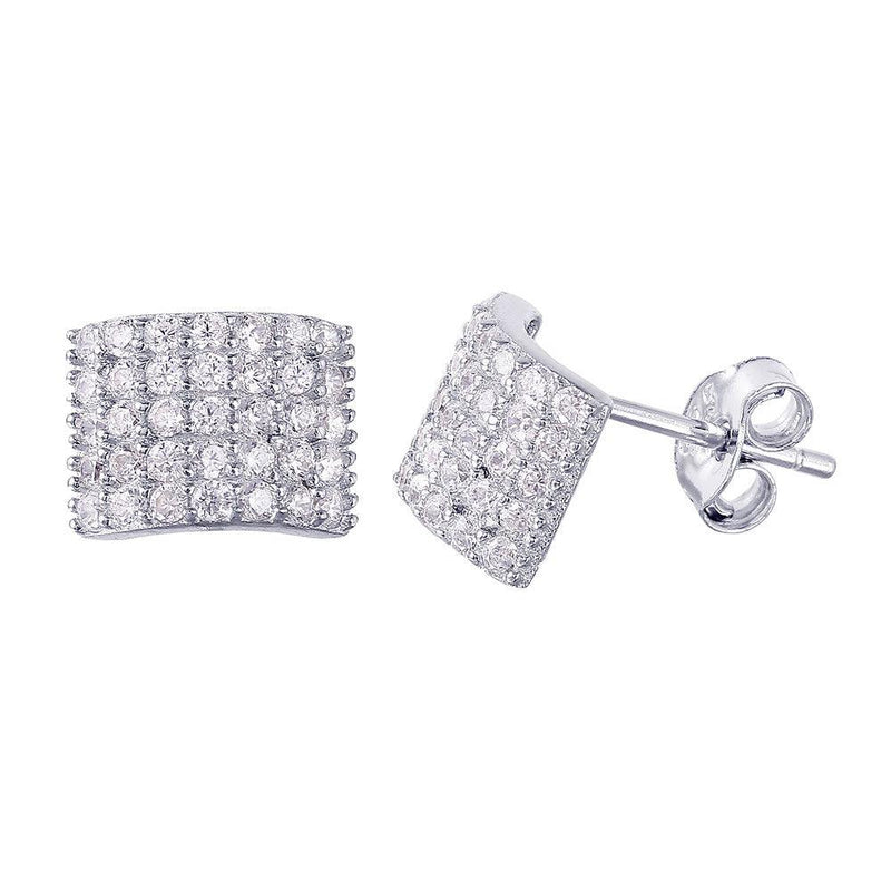 Silver 925 Rhodium Plated Micro Pave CZ Earrings - STE01026 | Silver Palace Inc.