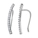 Silver 925 Rhodium Plated CZ Encrusted Bar Earrings - STE01036 | Silver Palace Inc.