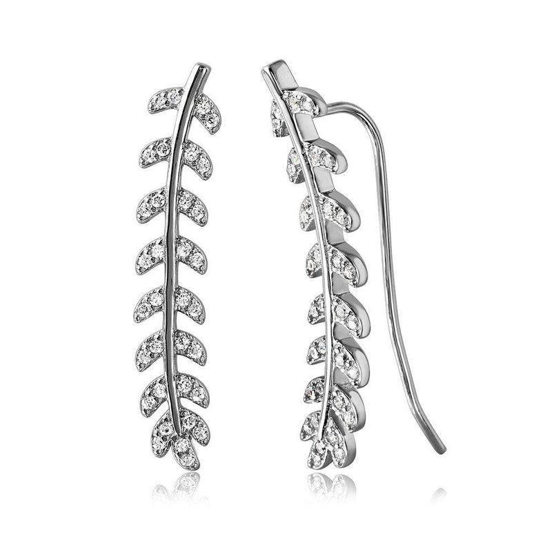 Silver 925 Rhodium Plated Climbing Vine Earrings - STE01055 | Silver Palace Inc.