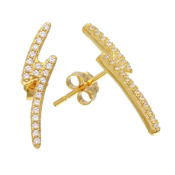 Silver 925 Gold Plated Lightning CZ Earrings - STE01076GP | Silver Palace Inc.