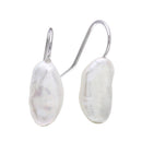 Silver 925 Rhodium Plated Hook Earrings with Fresh Water Pearl - STE01082 | Silver Palace Inc.