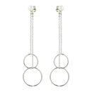 Silver 925 Rhodium Plated Dangling Front and Back Dangling Earrings - STE01096 | Silver Palace Inc.